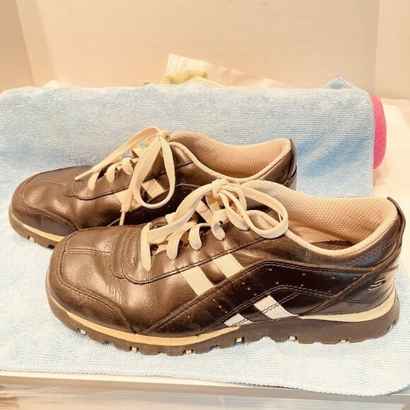 Skechers Shoes Womens Size 7.5 Black Leather Comfort Walking Athletic 45055 Y2K - Picture 5 of 16